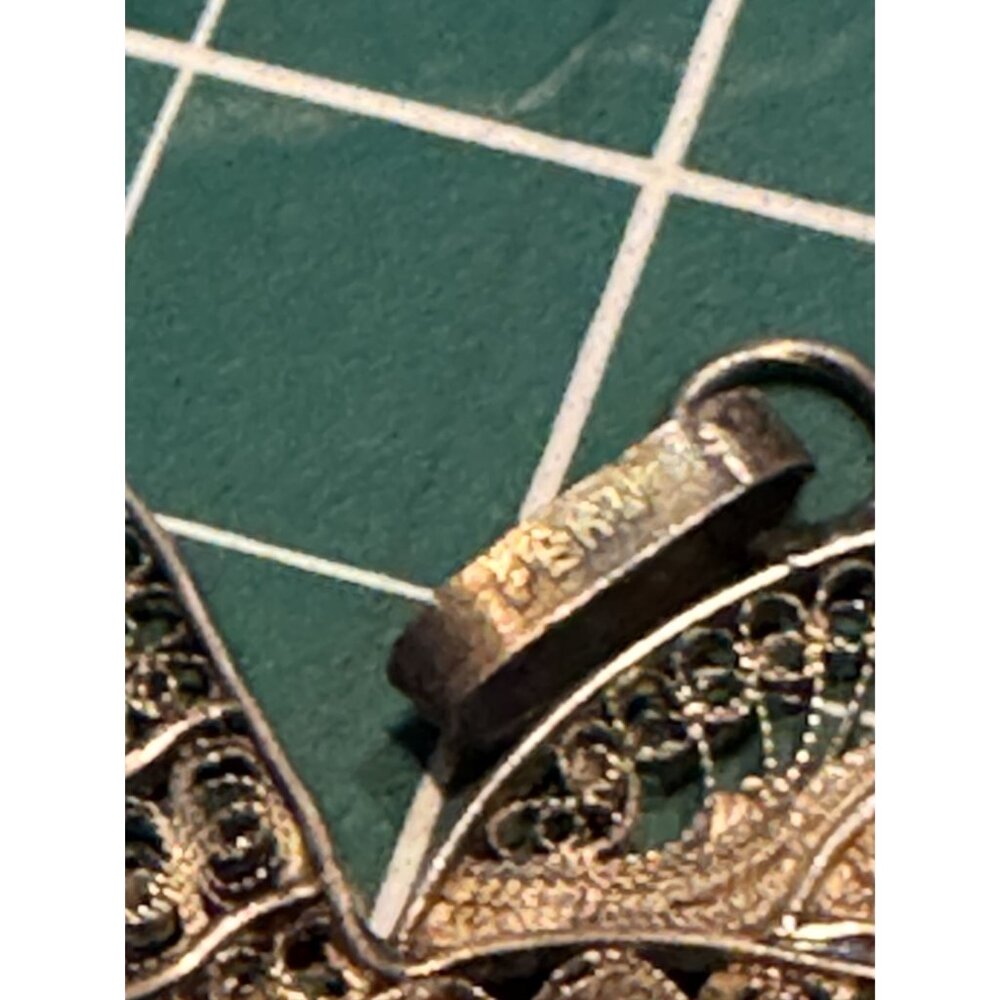 Vintage Gorham Sterling Silver Filigree Bird Pendant Unique Winged Design Ornate - Picture 4 of 8